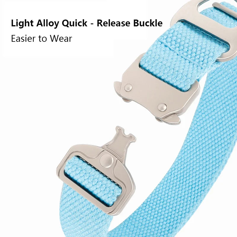 New Design Zinc Alloy Tactical Dog Collar, Adjustable Cotton Pet Collar with Metal Buckle for Medium Large Dogs