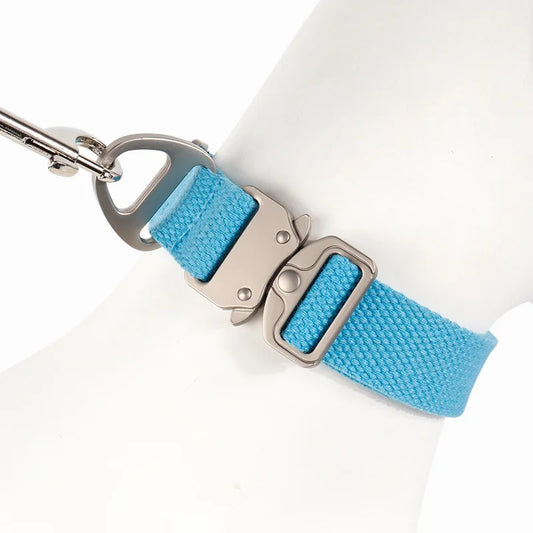 New Design Zinc Alloy Tactical Dog Collar, Adjustable Cotton Pet Collar with Metal Buckle for Medium Large Dogs
